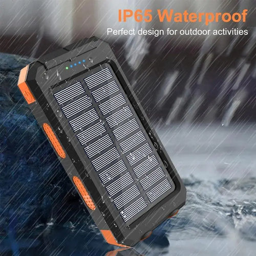 10000Mah Compact Solar Charger - Portable Power Bank with Integrated Solar Panel & Dual QC3.0 USB Ports for Phones, Tablets, Small Devices - Ideal for Camping, Hiking, Emergency Kits, Features SOS Flashlight