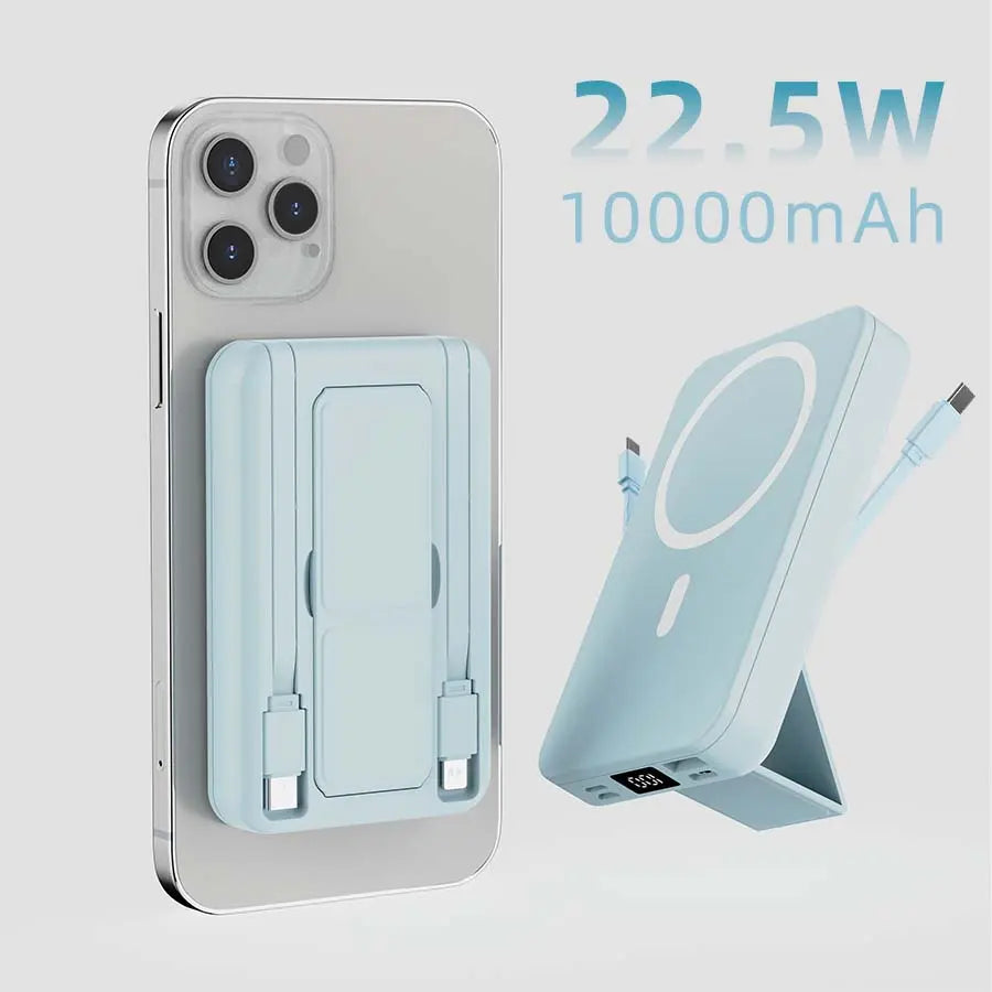 10000Mah Portable Power Bank, 22.5W Fast Charging, Built-In Charging Cable, a Must-Have for Travel and Camping. USB-C Portable Mobile Phone Charger, Compatible with Iphone, Android and Other Smart Devices. Hd