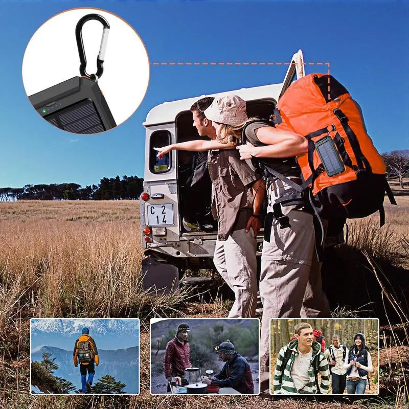 10000Mah Compact Solar Charger - Portable Power Bank with Integrated Solar Panel & Dual QC3.0 USB Ports for Phones, Tablets, Small Devices - Ideal for Camping, Hiking, Emergency Kits, Features SOS Flashlight